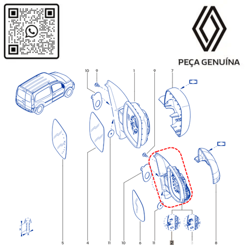 RN 10714R 963010714R RETROVISOR ELETRICO DIR. SCAPA SLENTE KANGOO ELETRICA 22... - 4